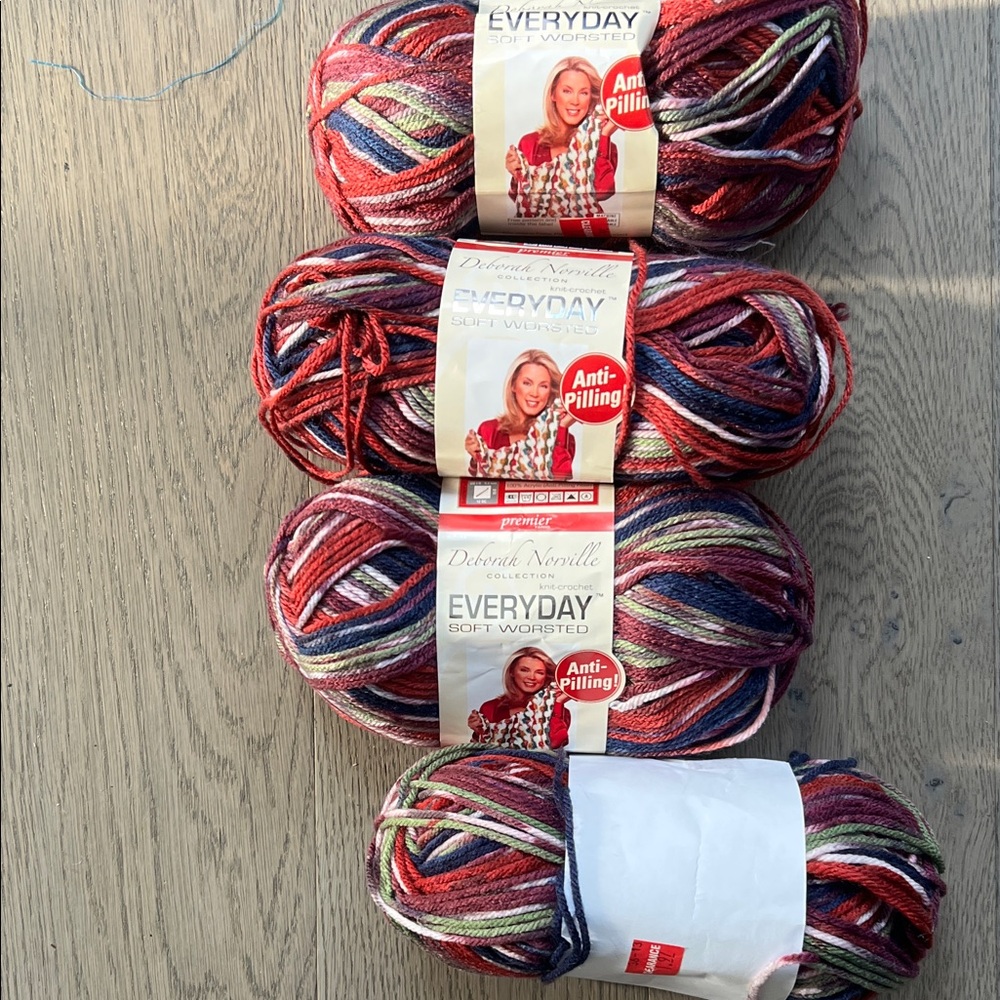 Premier Yarns Deborah Norville Everyday Soft Worsted Multi-Color Lot of 4 skeins